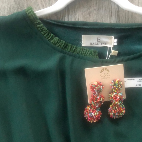 ✨NWT✨ VINTAGE Lined Green Midi Dress + Neck Detail - Picture 6 of 7